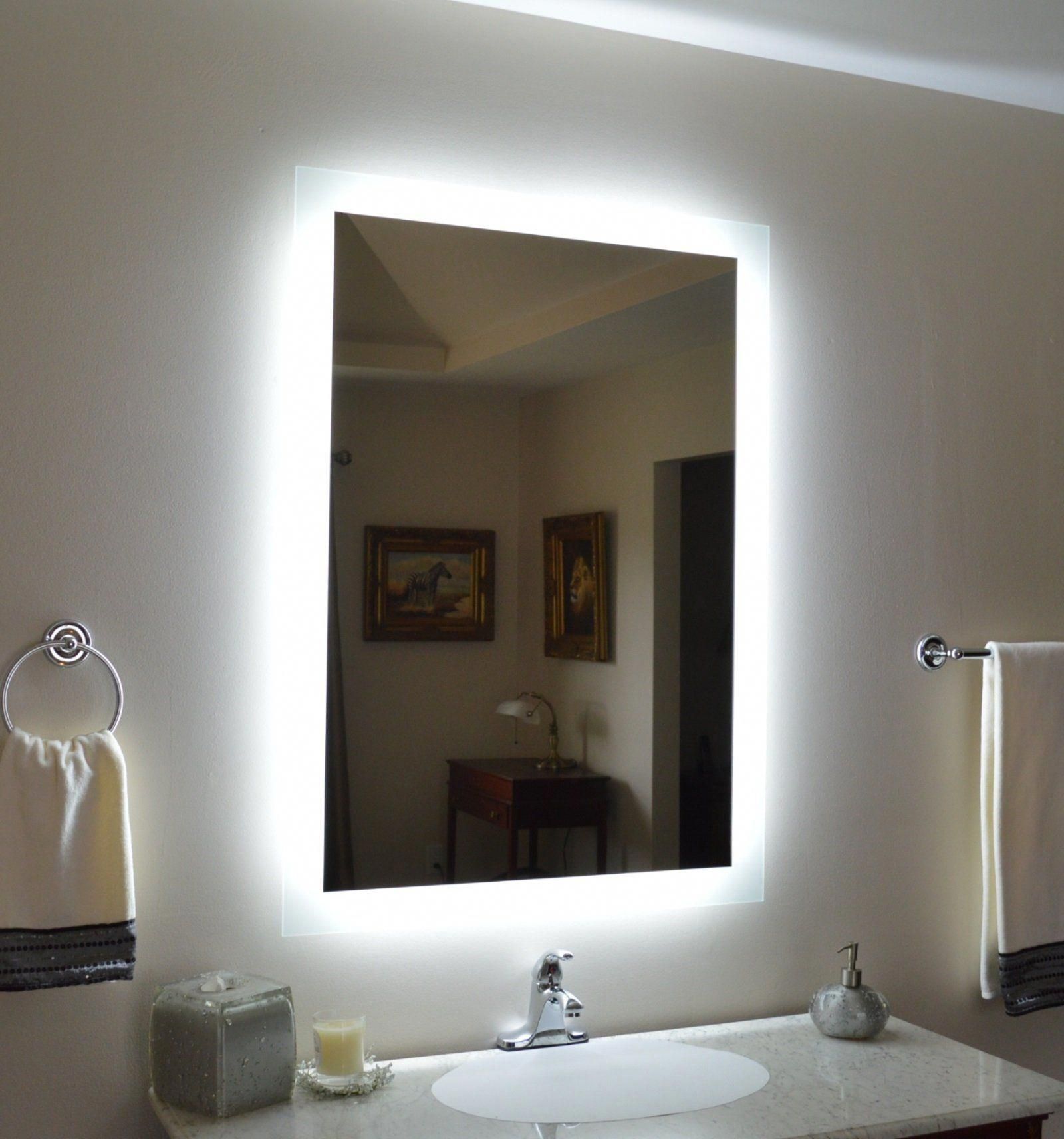 Side Lighted Led Bathroom Vanity Mirror: 32" X 44" – Rectangular – Wall Inside Back Lit Oval Led Wall Mirrors (View 2 of 15)