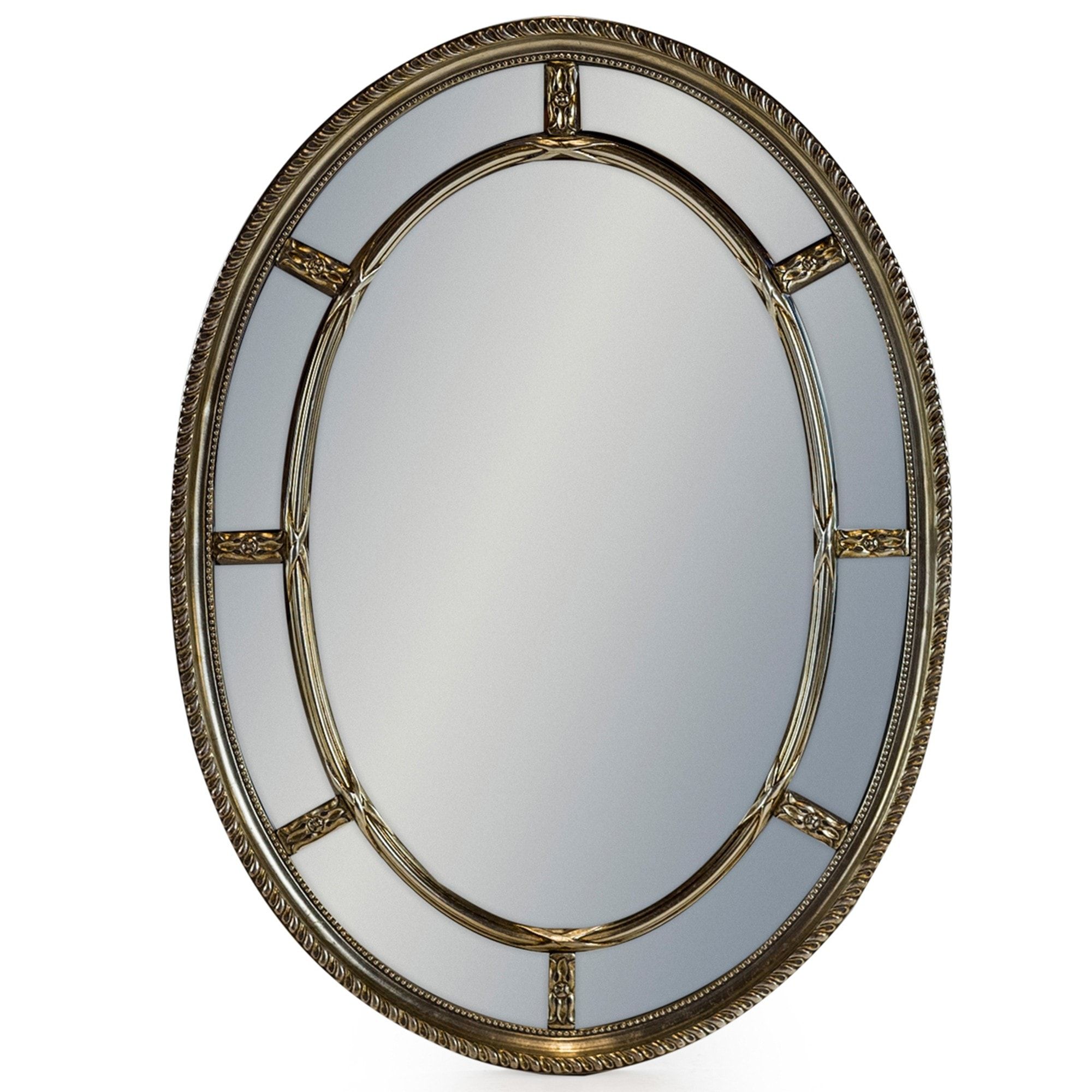 Silver Antique French Style Oval Multi Mirror | Decorative Silver Intended For Antiqued Silver Quatrefoil Wall Mirrors (View 2 of 15)