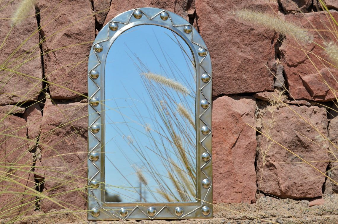 Silver Arch Mirror Wavy Mirror Frame | Etsy Regarding Silver Arch Mirrors (View 12 of 15)