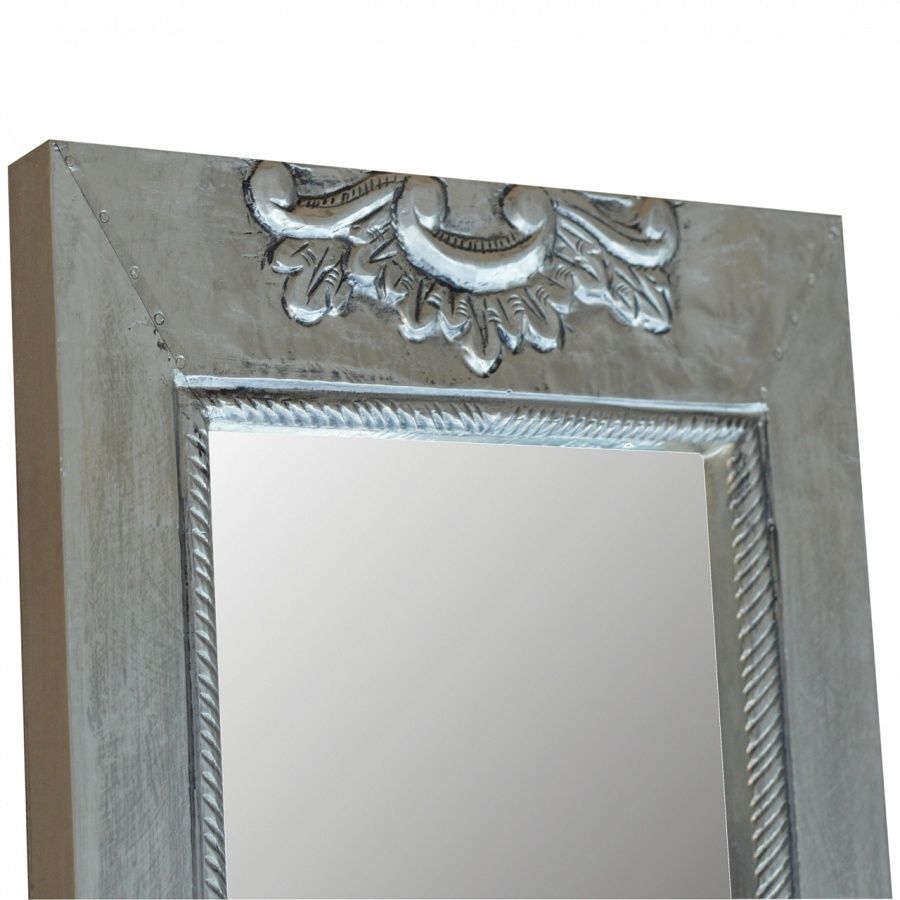 Silver Cladded Mirror With Regard To Linen Fold Silver Wall Mirrors (View 4 of 15)