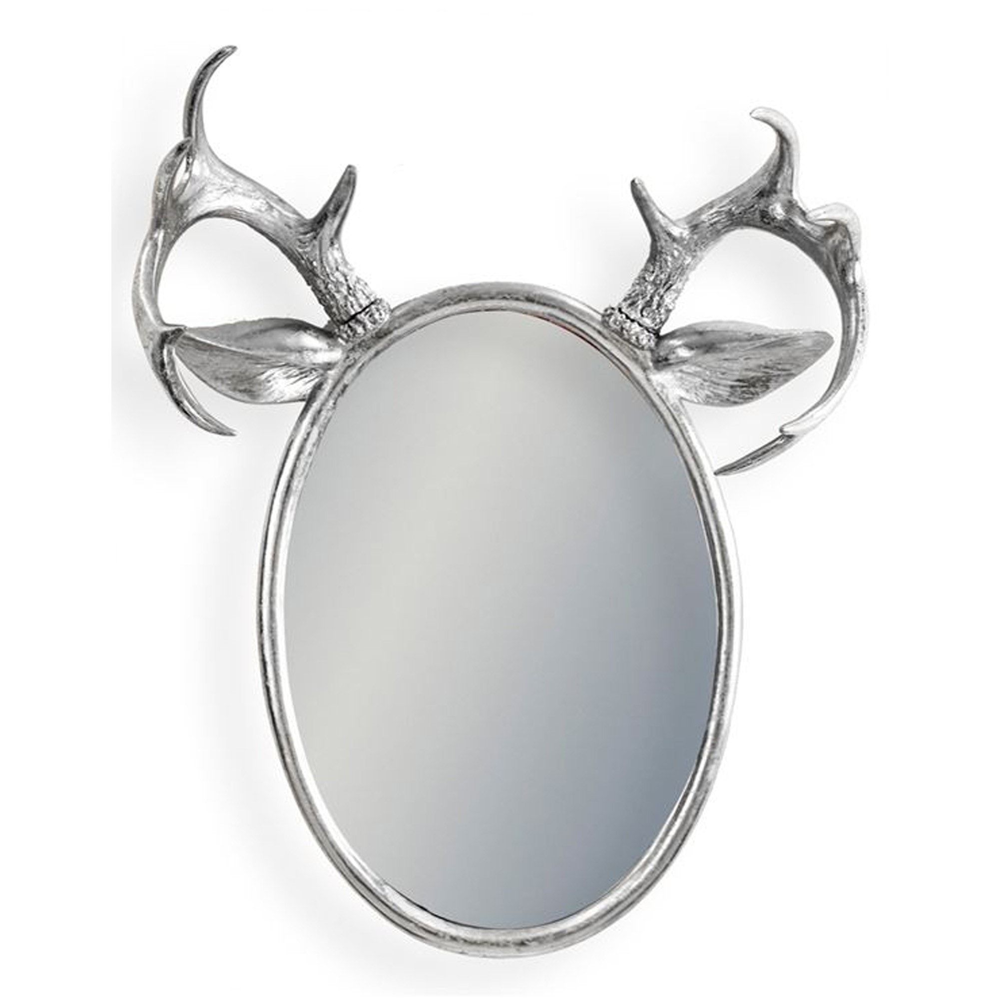 Silver Leaf Oval Stag Horn Wall Mirror | Wall Mirror | Oval Mirror Throughout Silver Oval Wall Mirrors (View 13 of 15)