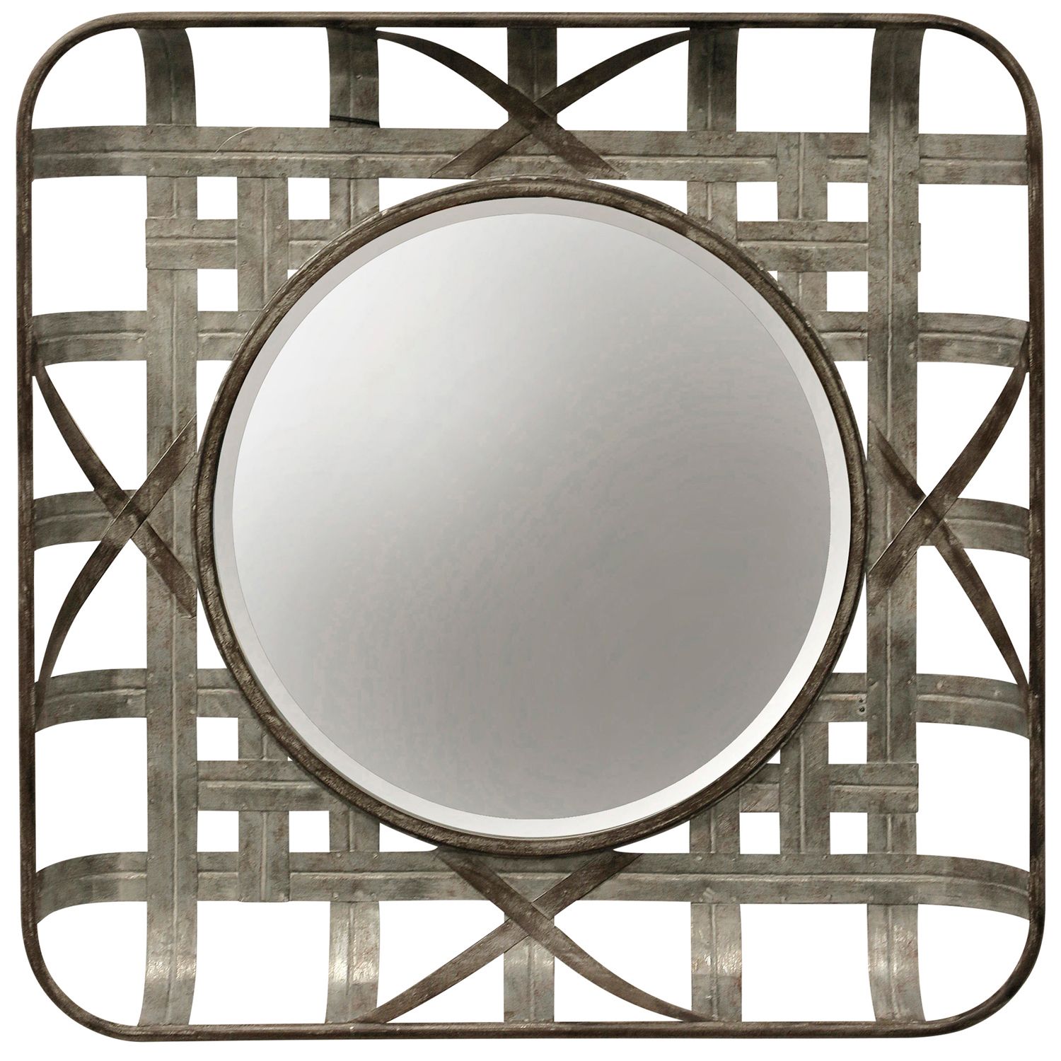 Silver Metal Grid Wall Mirror — Pier 1 With Regard To Steel Gray Wall Mirrors (View 7 of 15)