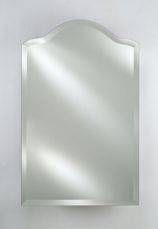 Single Door Medicine Cabinet With Scalloped Frameless Mirror | 3 Sizes For Polygonal Scalloped Frameless Wall Mirrors (View 4 of 15)