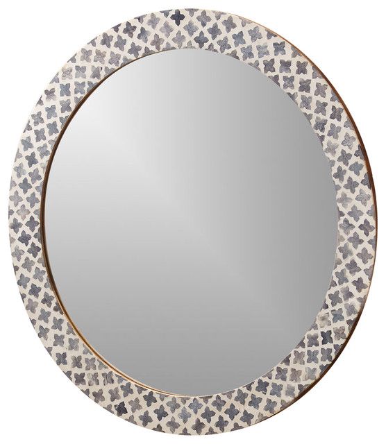 Slate Quatrefoil Round Wall Mirror – Transitional – Wall Mirrors – Regarding Silver Quatrefoil Wall Mirrors (View 5 of 15)