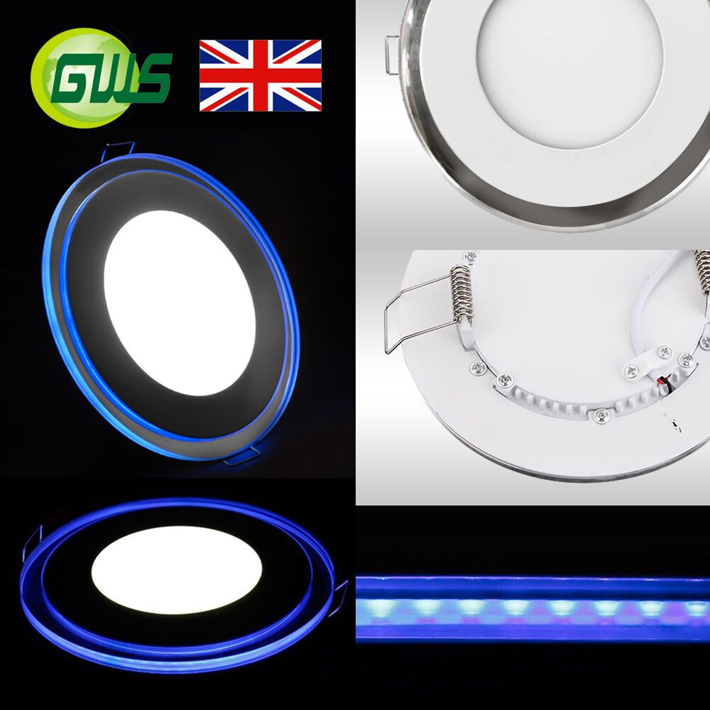 Slim Led Recessed Chrome Mirror Blue Edge Lit Panel Light Round/Square For Edge Lit Square Led Wall Mirrors (View 10 of 15)