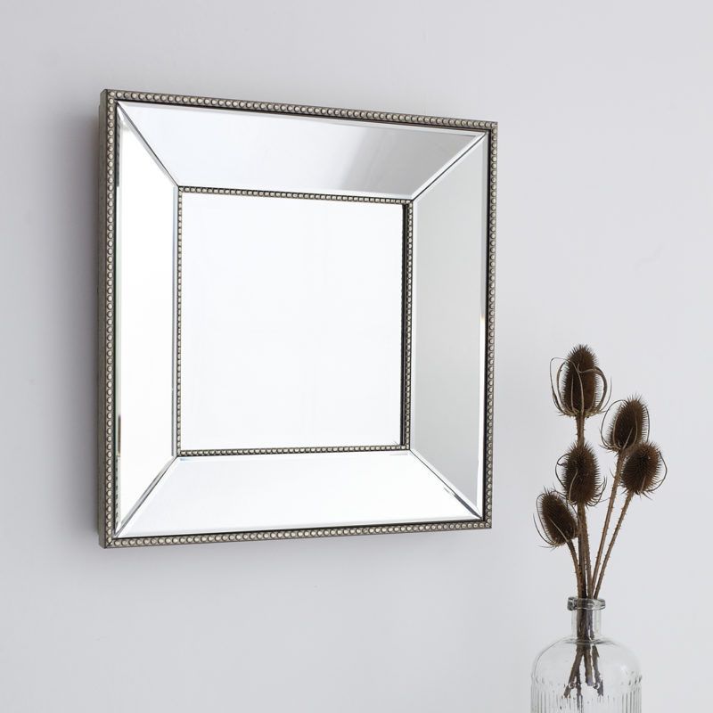 Small Beaded Square Wall Mirror – Primrose & Plum Pertaining To Squared Corner Rectangular Wall Mirrors (View 4 of 15)