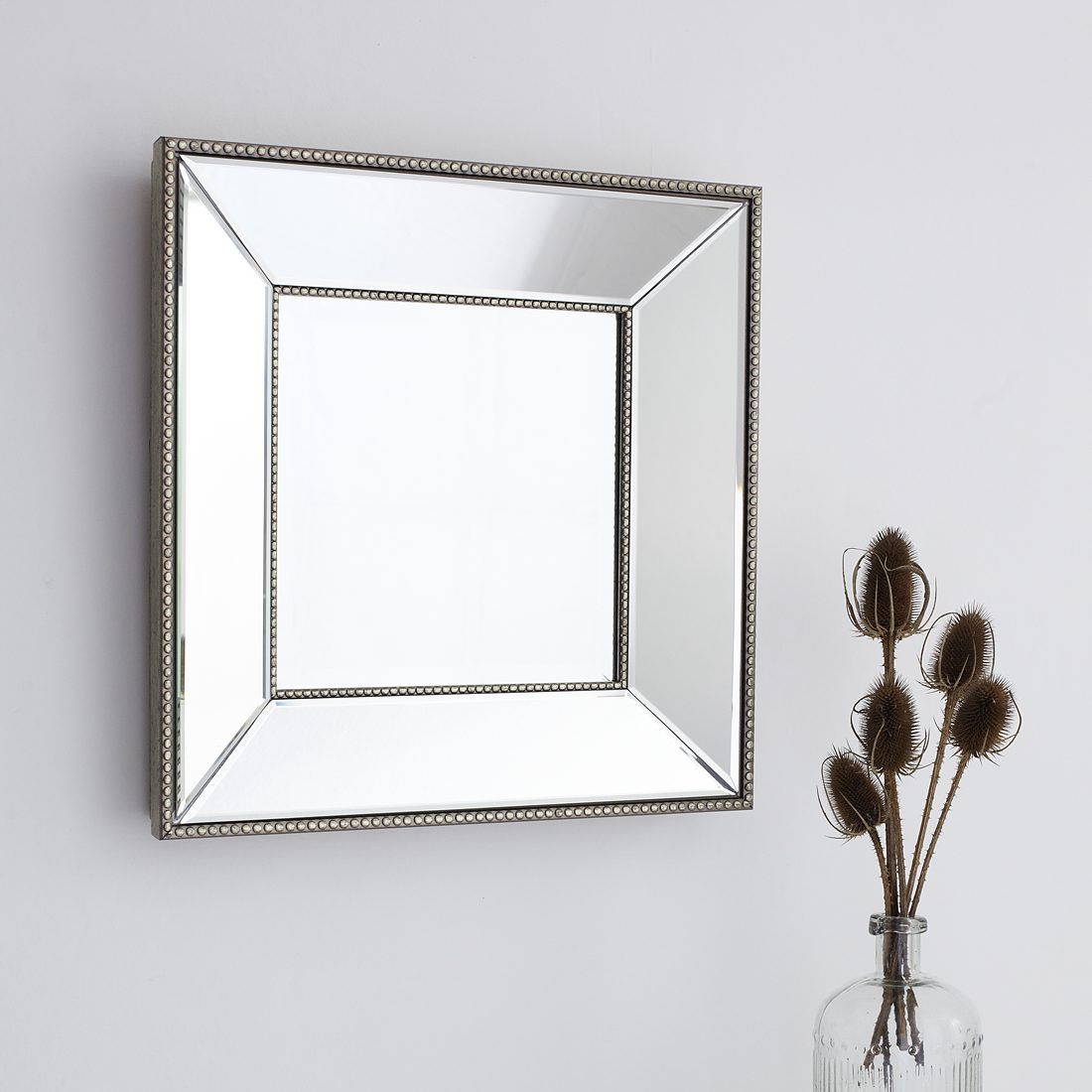 Small Beaded Square Wall Mirror | Primrose & Plum With Silver Beaded Square Wall Mirrors (View 14 of 15)