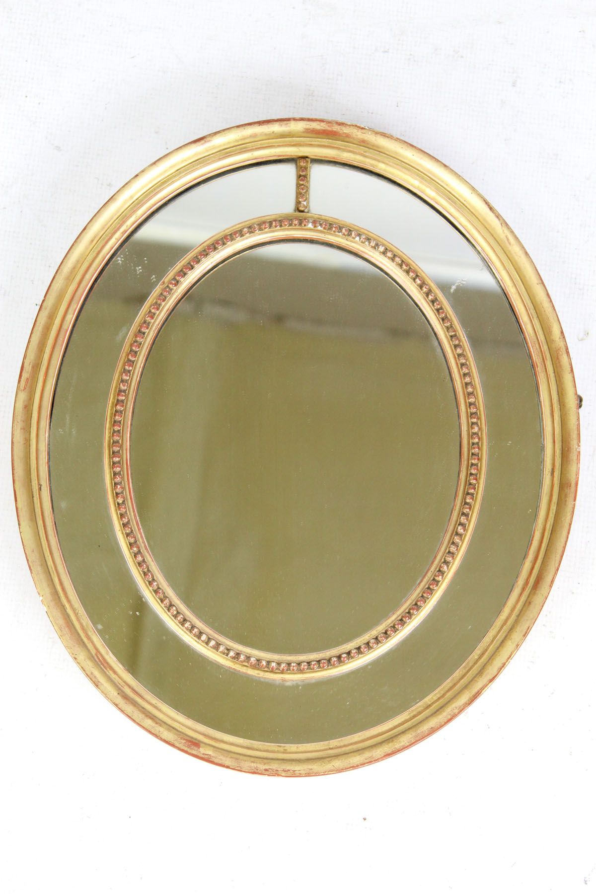 Small Victorian Gilt Sectional Oval Wall Mirror Inside Nickel Framed Oval Wall Mirrors (View 7 of 15)
