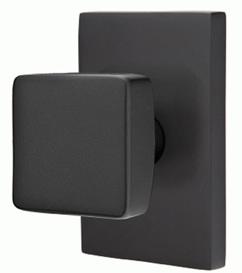 Solid Brass Square Knob With Modern Rectangular Rosette (Matte Black Inside Matte Black Square Wall Mirrors (View 7 of 15)