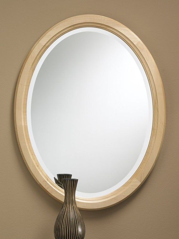 Solid Maple Framed Clear Finish Oval Beveled Mirror | Mirror, Wood Inside Black Oval Cut Wall Mirrors (View 10 of 15)