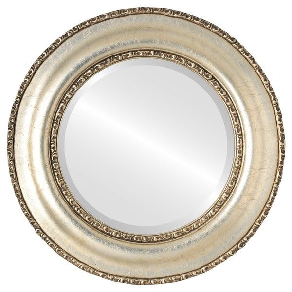 Somerset Framed Round Mirror In Silver Leaf With Brown Antique – Silver Throughout Silver Leaf Round Wall Mirrors (View 6 of 15)