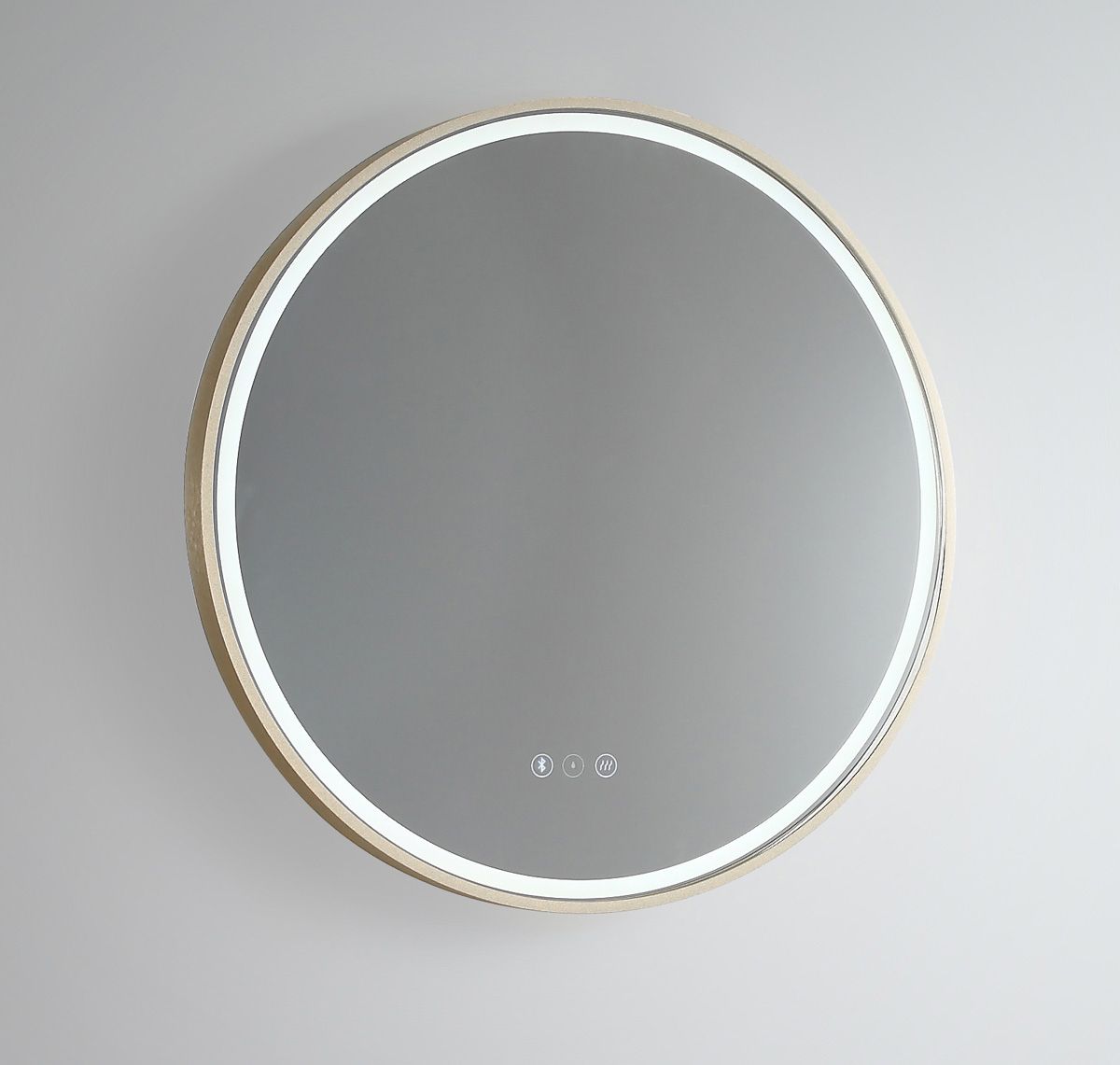 Sphere Gold Brushed Brass Framed Round Led Mirror  60Cm / 80Cm Pertaining To Gold Led Wall Mirrors (View 4 of 15)