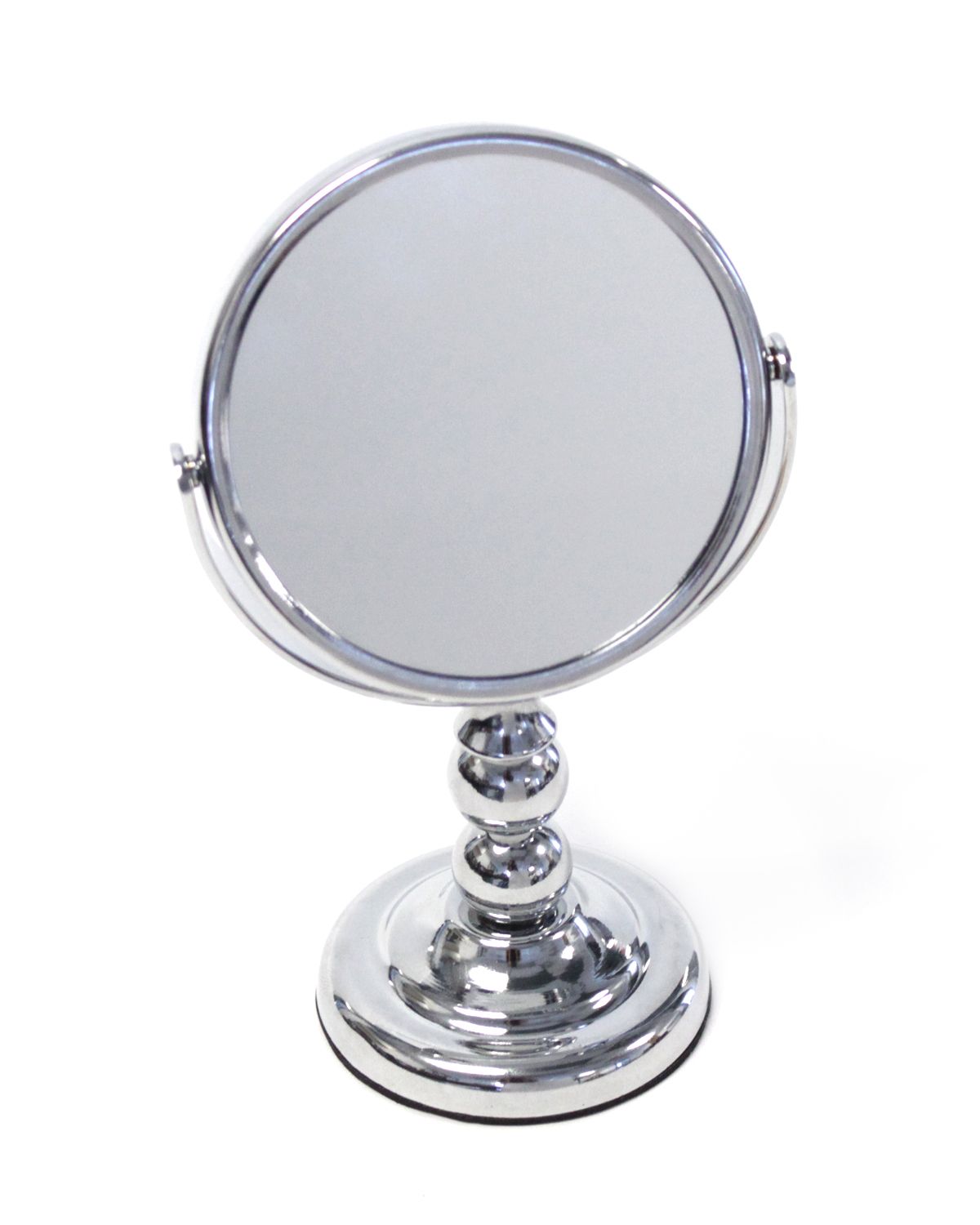 Splash Home Tia Mini Round Makeup Double Sided Magnifying Standing Intended For Single Sided Chrome Makeup Stand Mirrors (View 8 of 15)