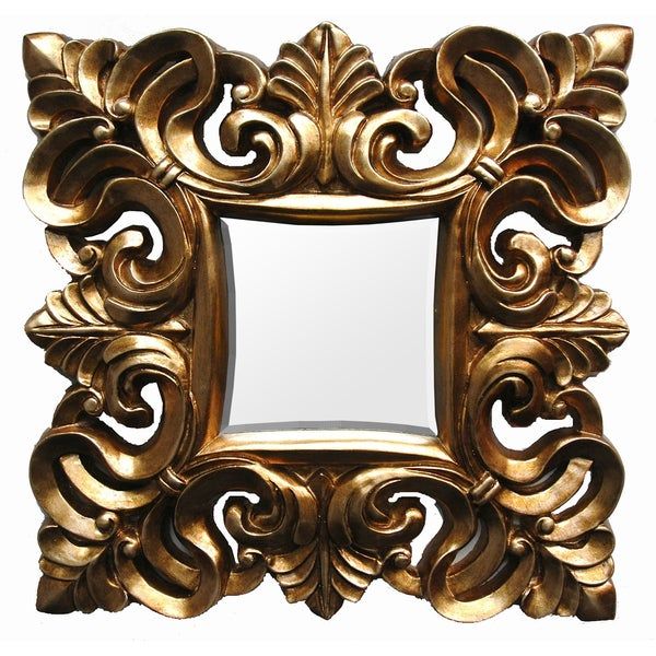 Square Contemporary Gold Finish Scroll Mirror – Free Shipping Today Throughout Gold Square Oversized Wall Mirrors (View 12 of 15)