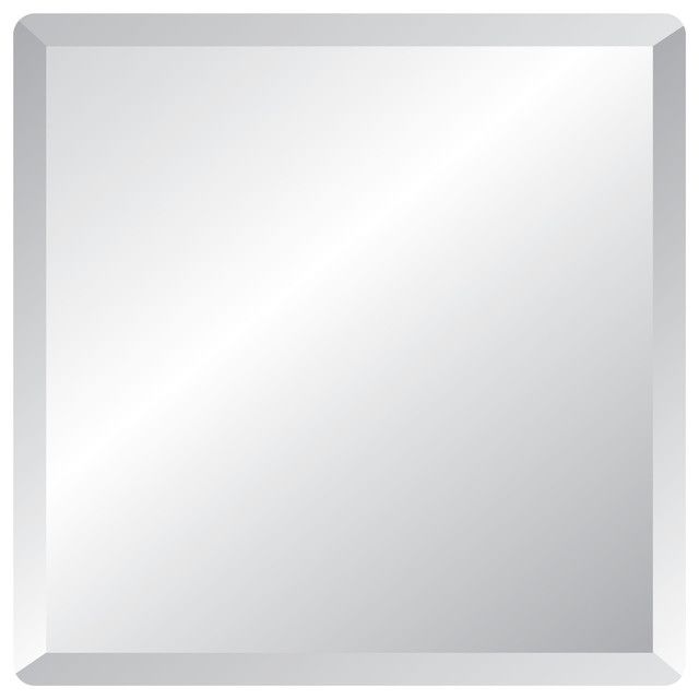 Square Frameless Mirror With Polished Beveled Edges – Contemporary Inside Cut Corner Frameless Beveled Wall Mirrors (View 10 of 15)