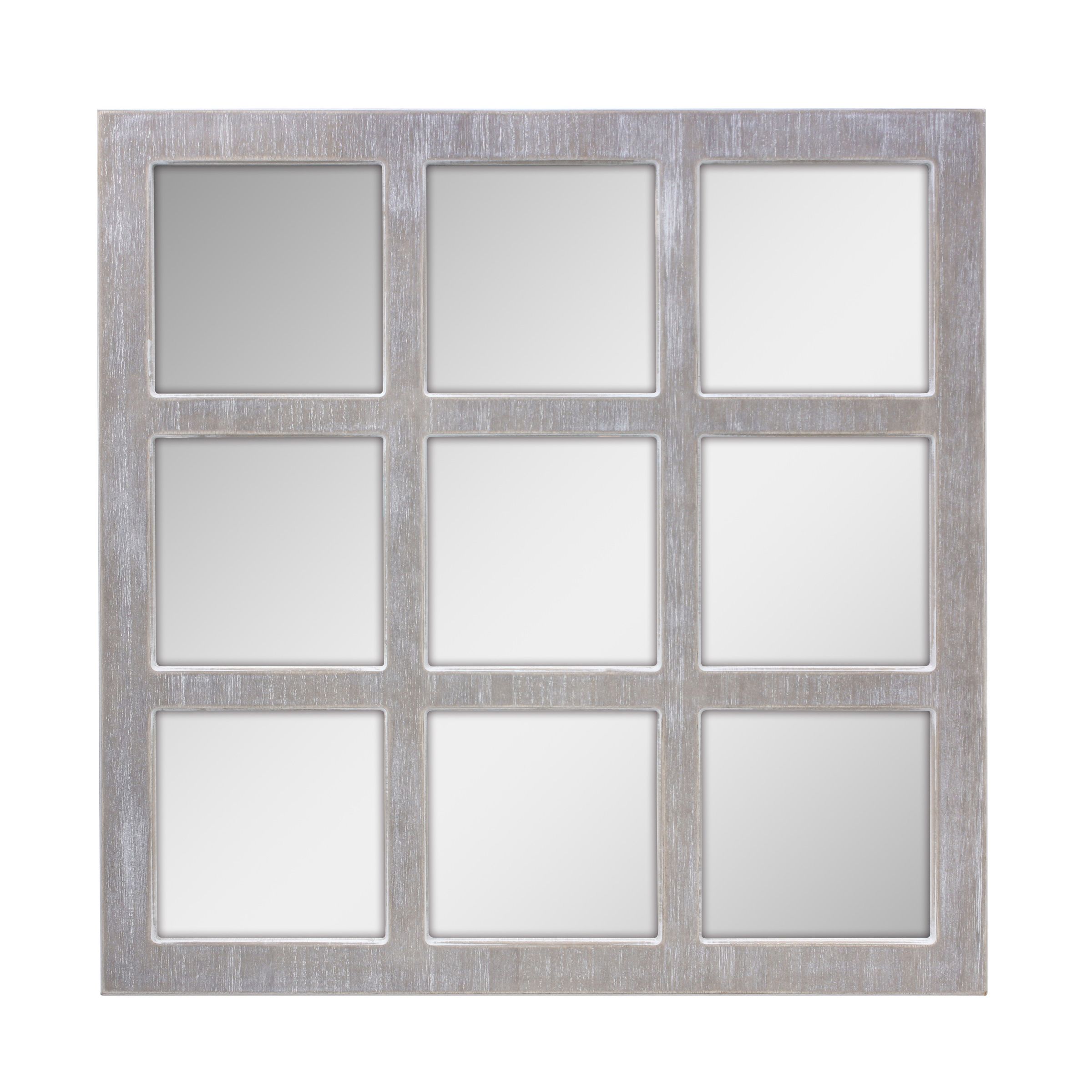 Stonebriar Square Rustic 9 Panel Window Pane Hanging Wall Mirror With Pertaining To White Square Wall Mirrors (View 8 of 15)