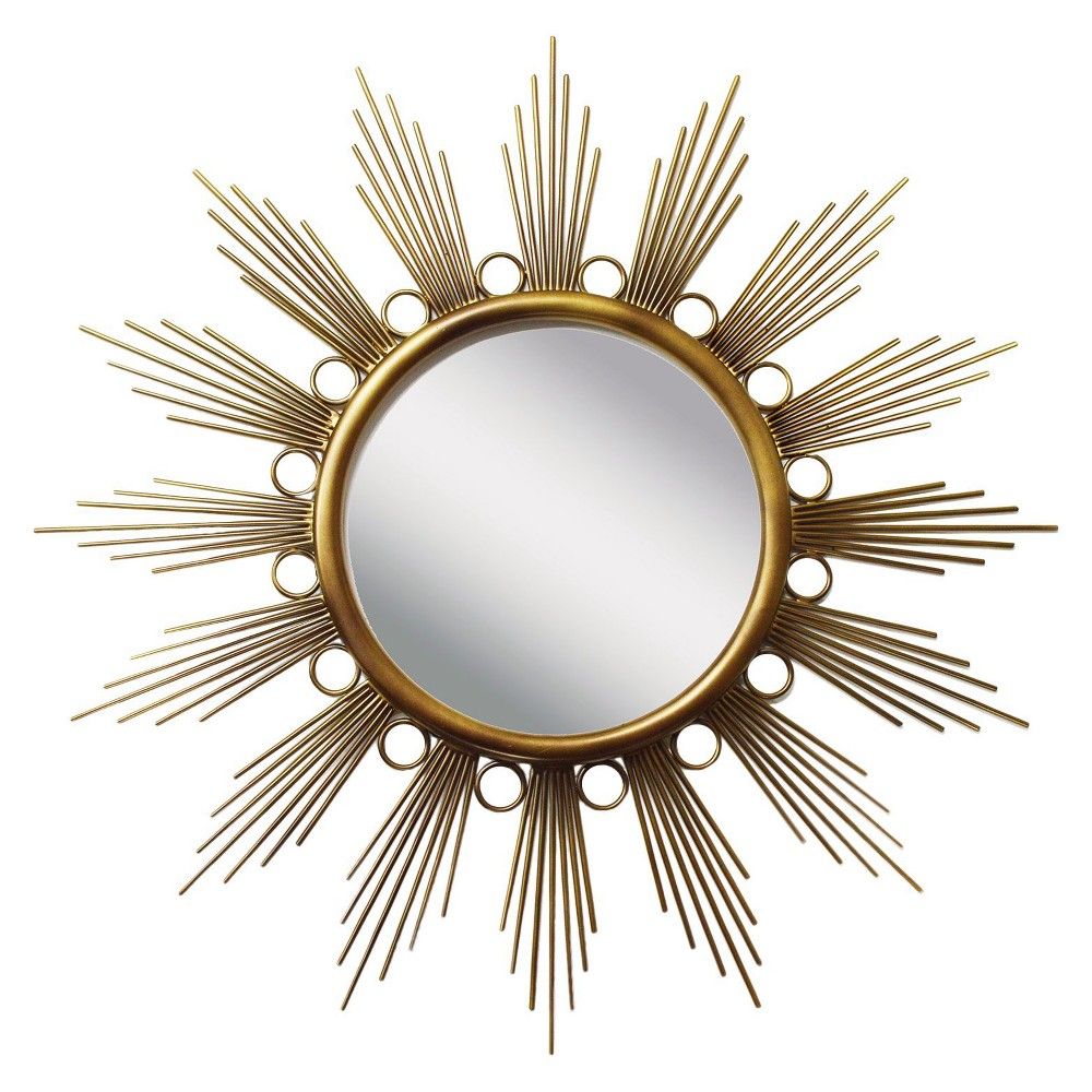Sunburst Metal Galaxy Decorative Wall Mirror Gold – Ptm Images, Yellow Pertaining To Brass Sunburst Wall Mirrors (View 2 of 15)
