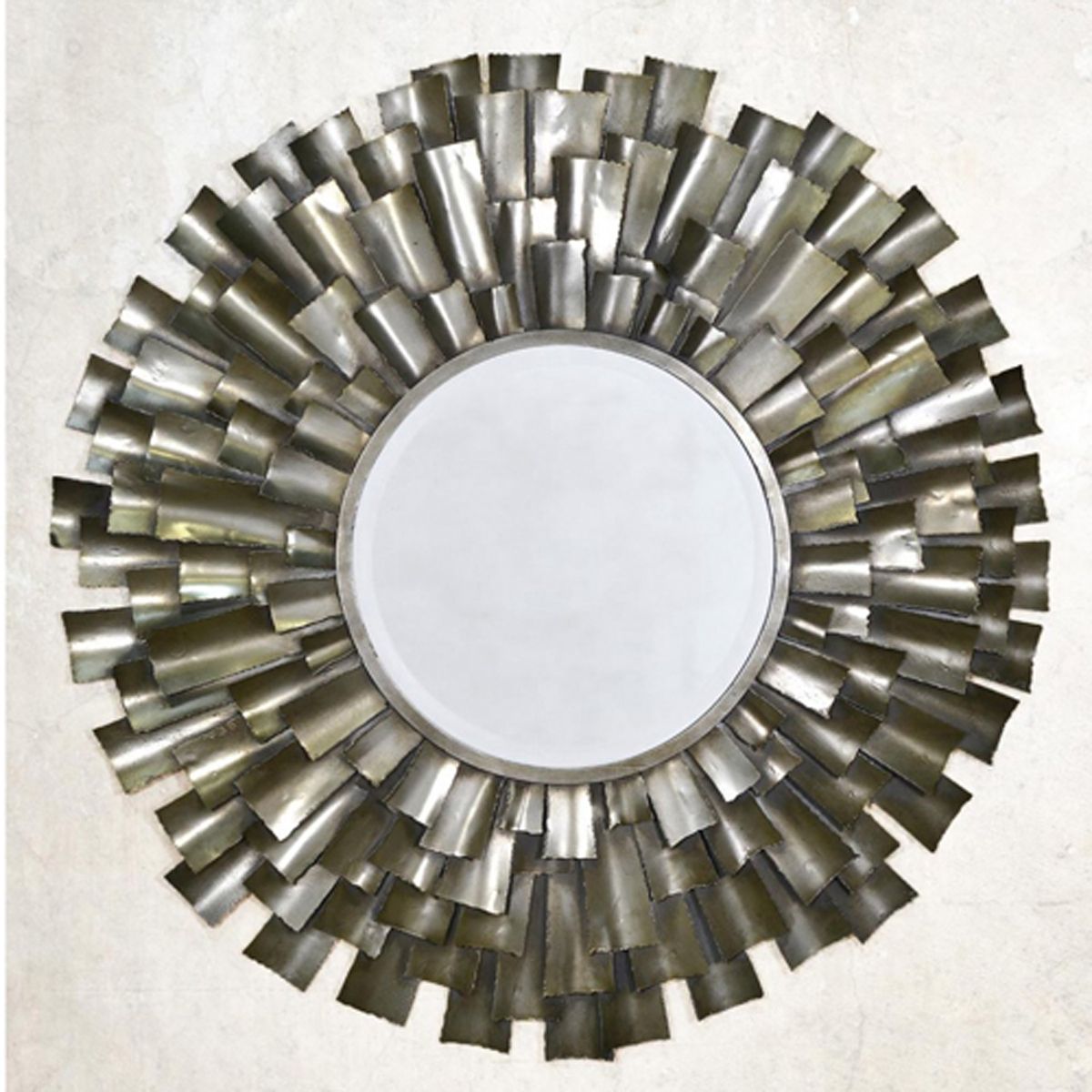 Sunburst Silver Grey Metal Wall Mirror | Fizzy Fox Ripley Regarding Brass Sunburst Wall Mirrors (View 4 of 15)