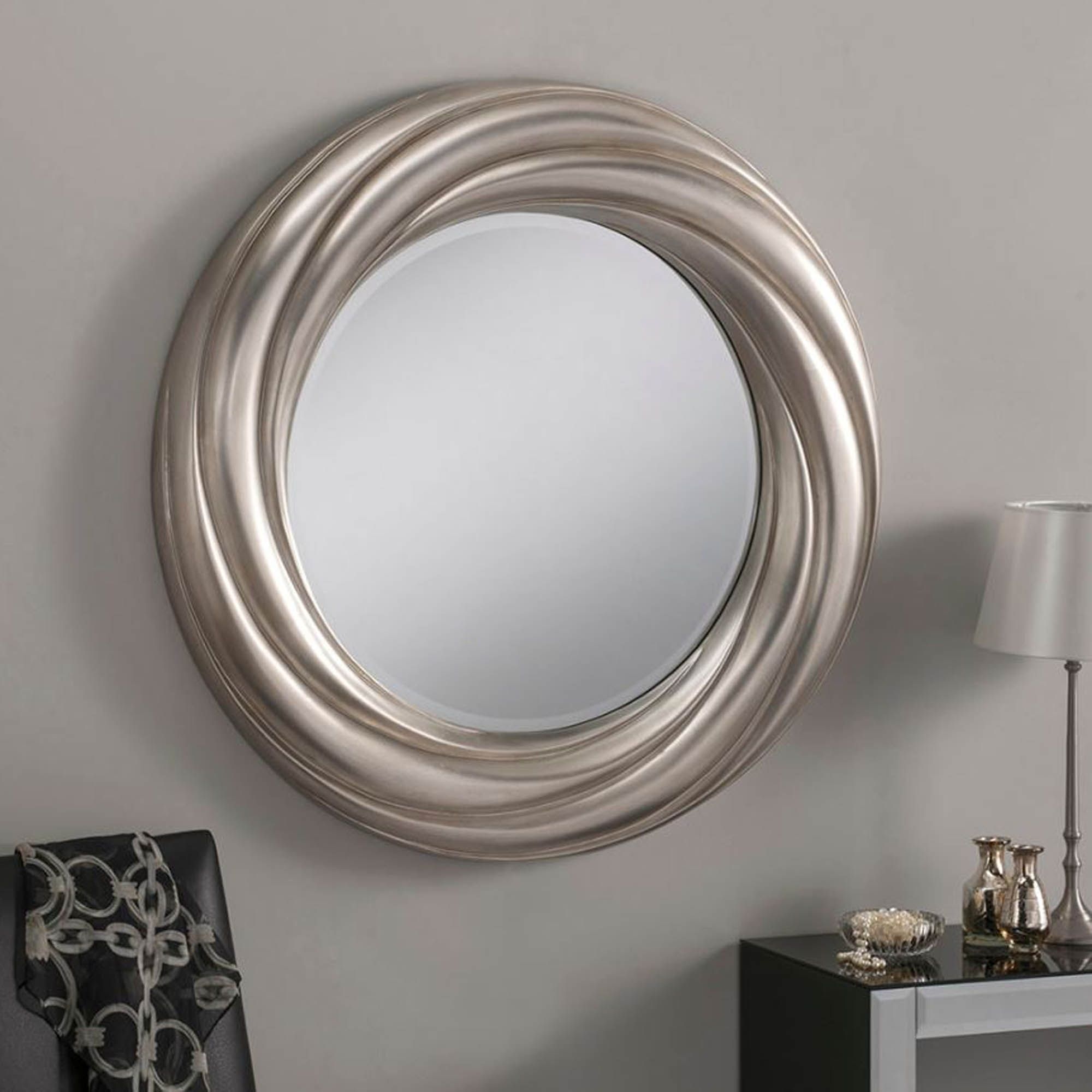 Swirl Silver Modern Wall Mirror | Wall Mirrors | Homesdirect365 With Regard To Gold Modern Luxe Wall Mirrors (View 14 of 15)