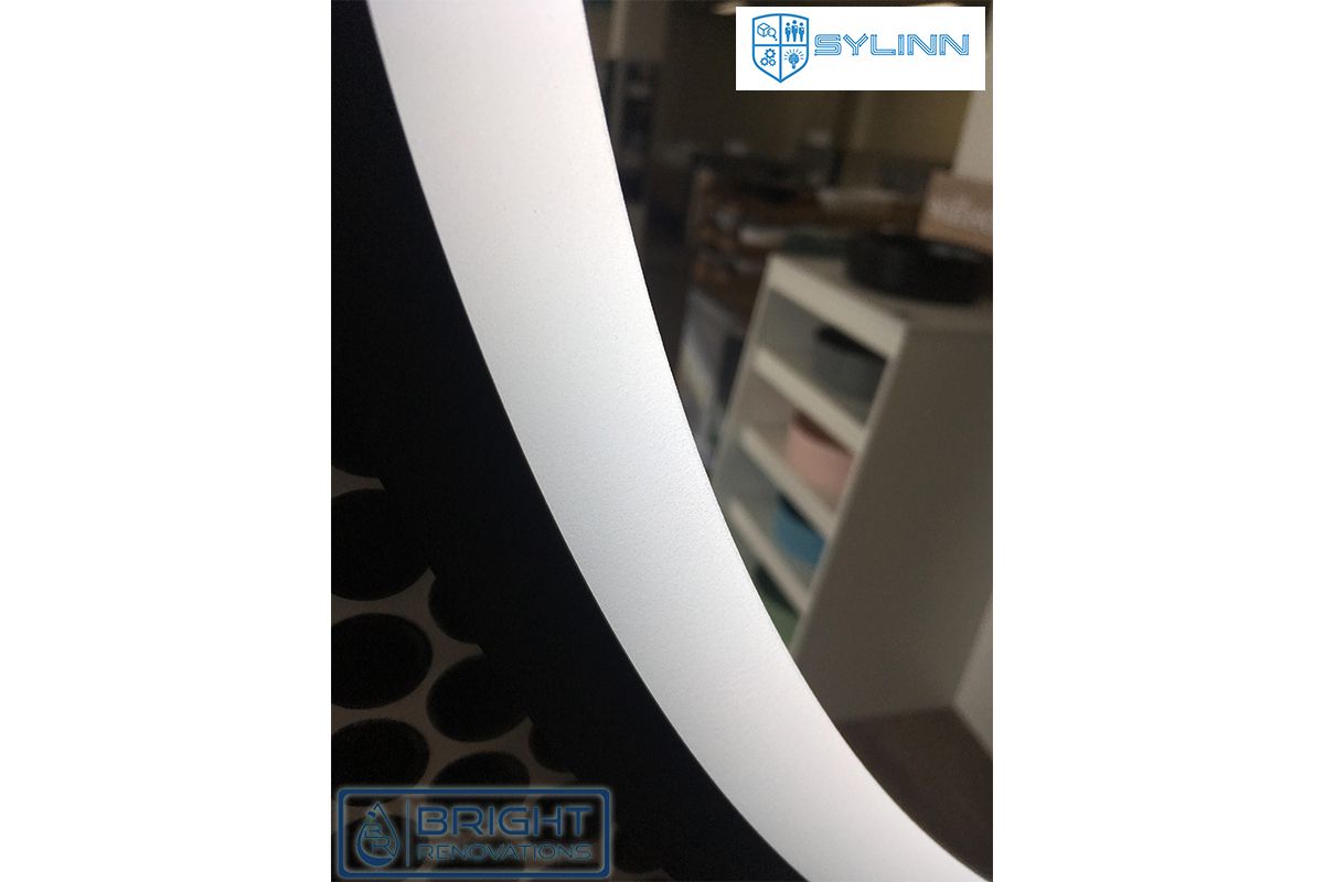 Sylinn Round Mirror With Matte Black Frame And Touch Control Led 700Mm Within Matte Black Octagon Led Wall Mirrors (View 10 of 15)
