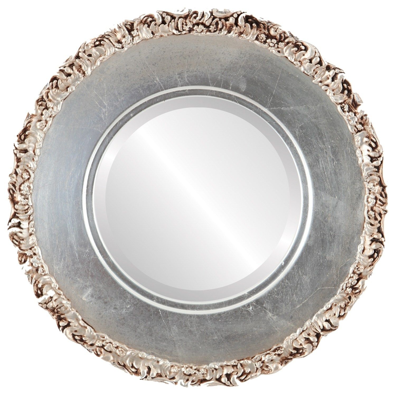 The Oval And Round Mirror Store Williamsburg Framed Round Mirror In Pertaining To Silver Leaf Round Wall Mirrors (View 1 of 15)
