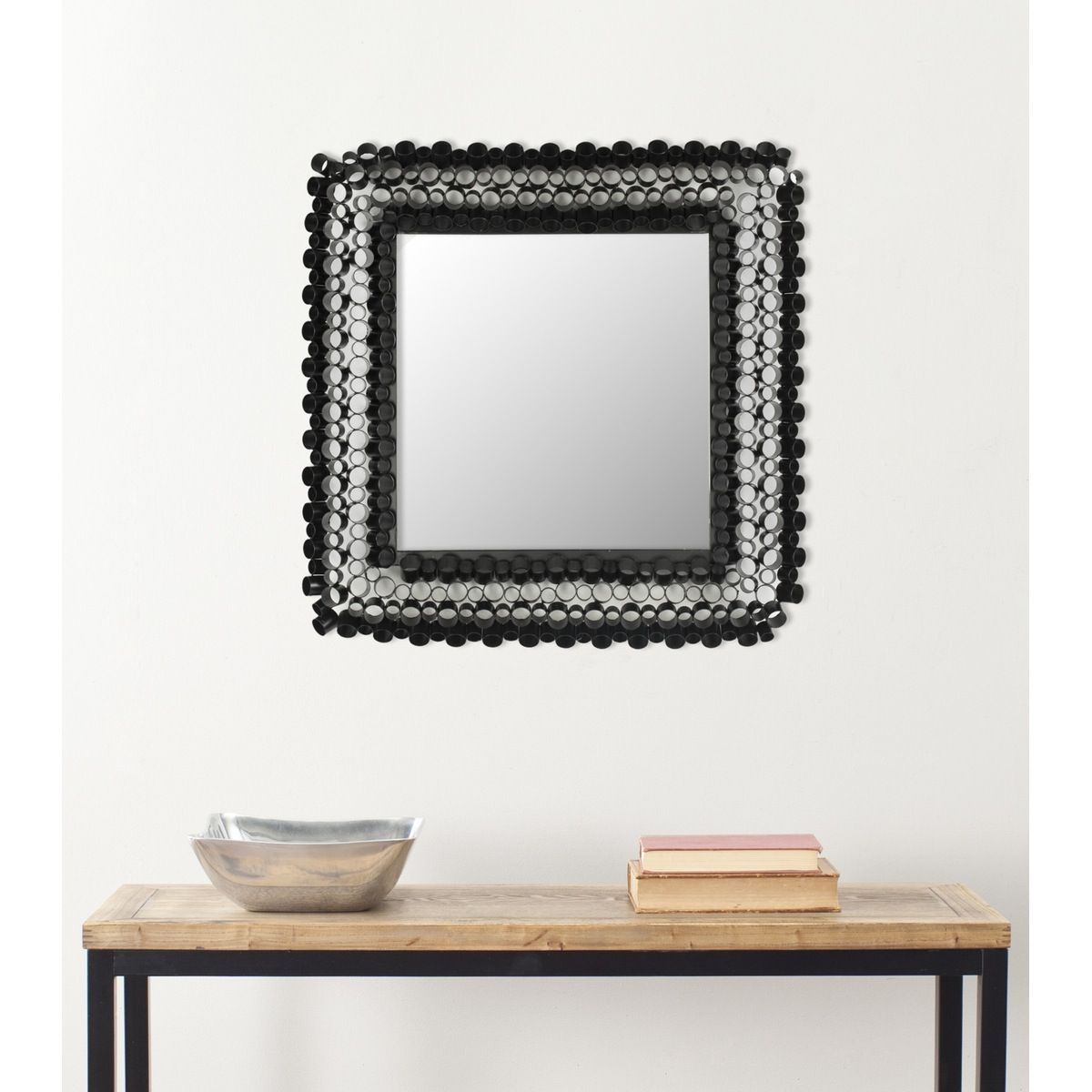 The Square Tube Mirror, With Its Dark Glossy Finish, Makes A In Square Modern Wall Mirrors (View 6 of 15)