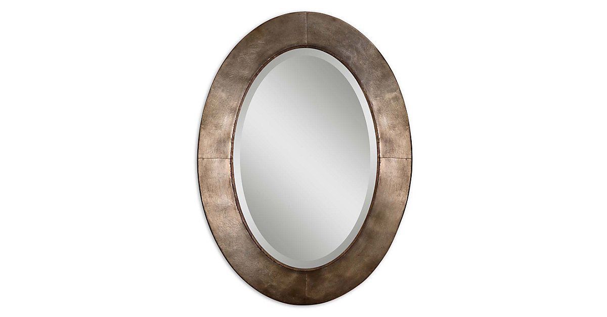 This Oval Mirror Features A Hand Forged Metal Frame With A Heavily Within Metallic Silver Framed Wall Mirrors (View 3 of 15)