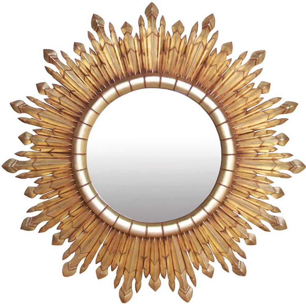 Total Eclipse Sun Dance Circular Wall Mirror – Gold Leaf | Gold With Leaf Post Sunburst Round Wall Mirrors (View 2 of 15)
