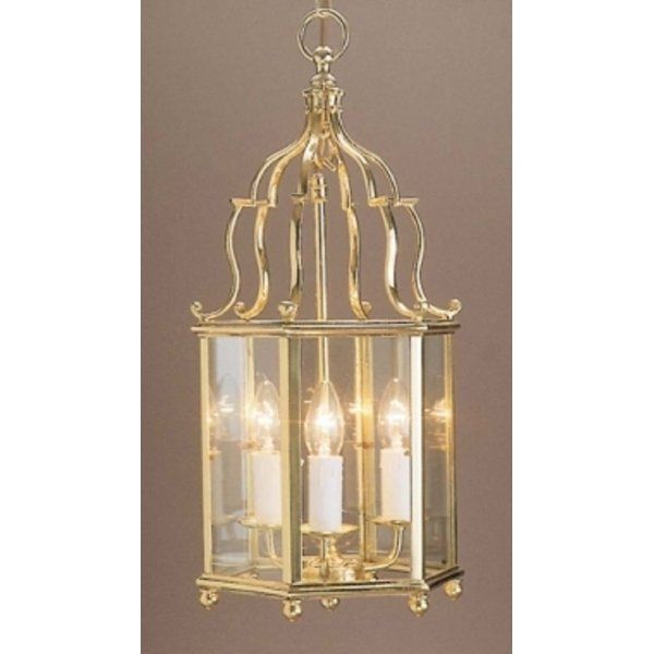 Traditional Georgian Style Gold Polished Brass Hall Ceiling Lantern Pertaining To Ceiling Hung Polished Brass Mirrors (View 1 of 15)
