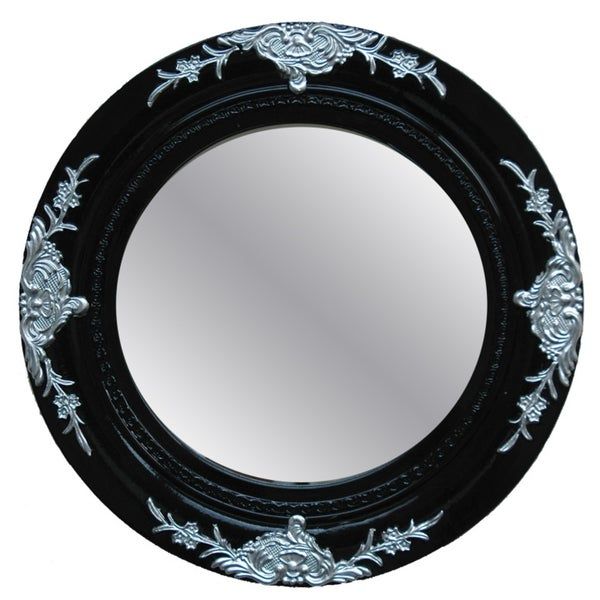 Traditional Glossy Black Decorative Round Framed Mirror – Free Shipping Regarding Glossy Black Wall Mirrors (View 10 of 15)