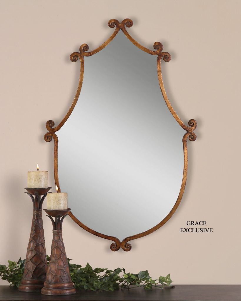 Tulane Simple Swirl Mirror | Antique Gold Mirror, Gold Mirror Wall In Gold Metal Framed Wall Mirrors (View 3 of 15)