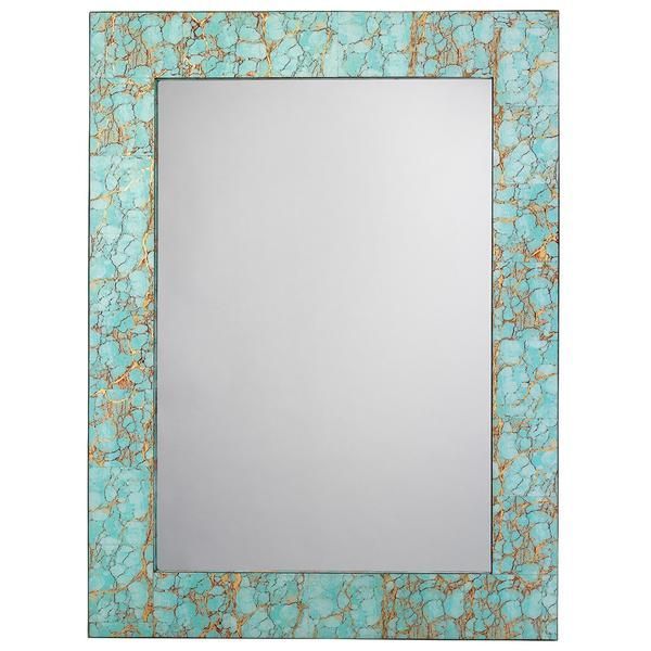 Turquoise & Gold Leaf Rectangular Mirror In 2020 | Mirror Wall In Warm Gold Rectangular Wall Mirrors (View 7 of 15)