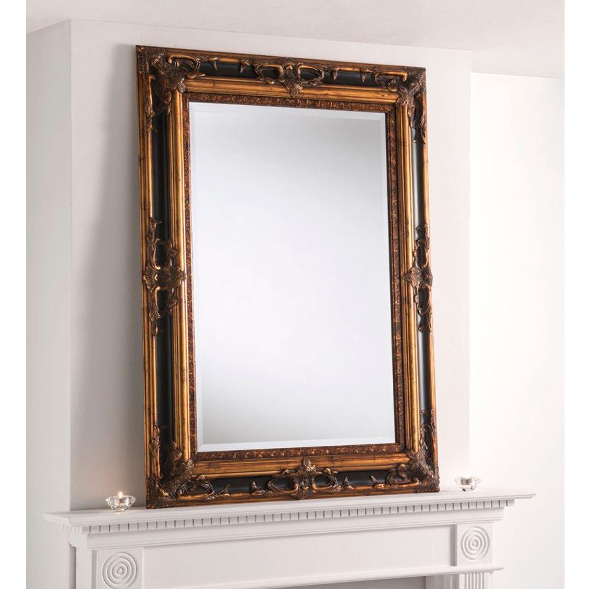 Tuscany Antique French Style Black And Gold Wall Mirror | Hd365 Throughout Antique Gold Scallop Wall Mirrors (View 2 of 15)