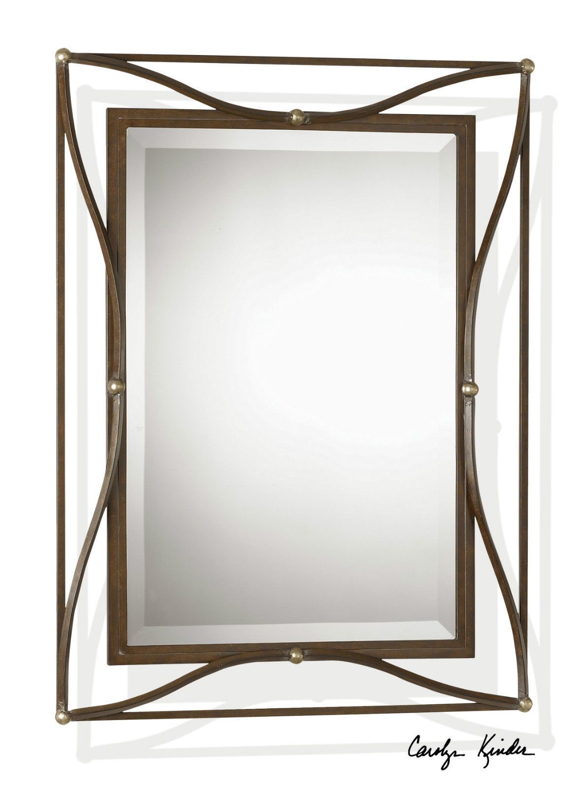Two New 38" Aged Bronze Iron Rectangular Beveled Wall Mirror Western In Western Wall Mirrors (View 9 of 15)