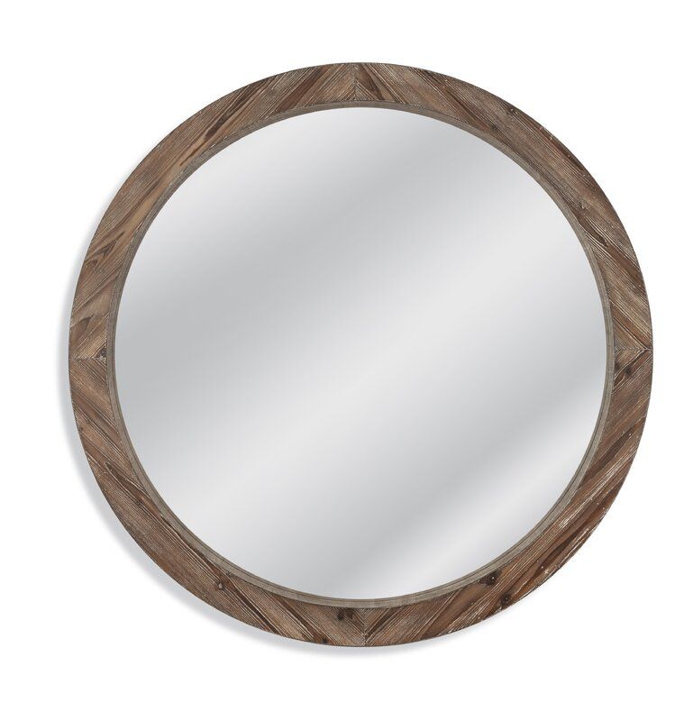 Union Rustic Booker Round Wood Wall Mirror & Reviews | Wayfair Within Wood Rounded Side Rectangular Wall Mirrors (View 2 of 15)