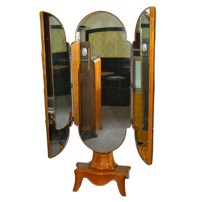 Unusual Tri Fold Stand Up Antique Mirror At 1Stdibs With Regard To Antique Brass Standing Mirrors (View 14 of 15)