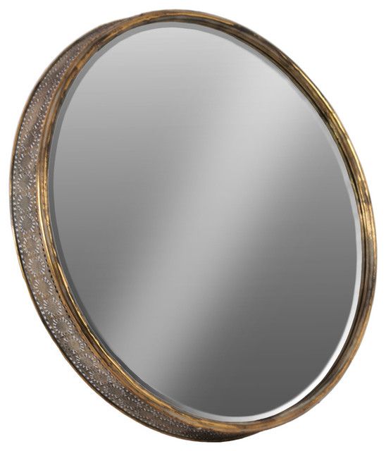 Urban Trends Collection Metal Round Wall Mirror, Gold – Wall Mirrors In Round Metal Luxe Gold Wall Mirrors (View 2 of 15)