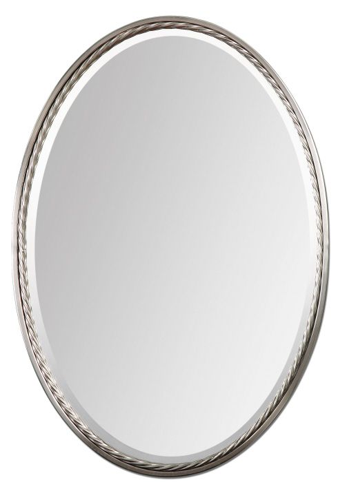 Uttermost 01115 Casalina Beveled 32 Inch Tall Brushed Nickel Oval Throughout Ceiling Hung Polished Nickel Oval Mirrors (View 12 of 15)