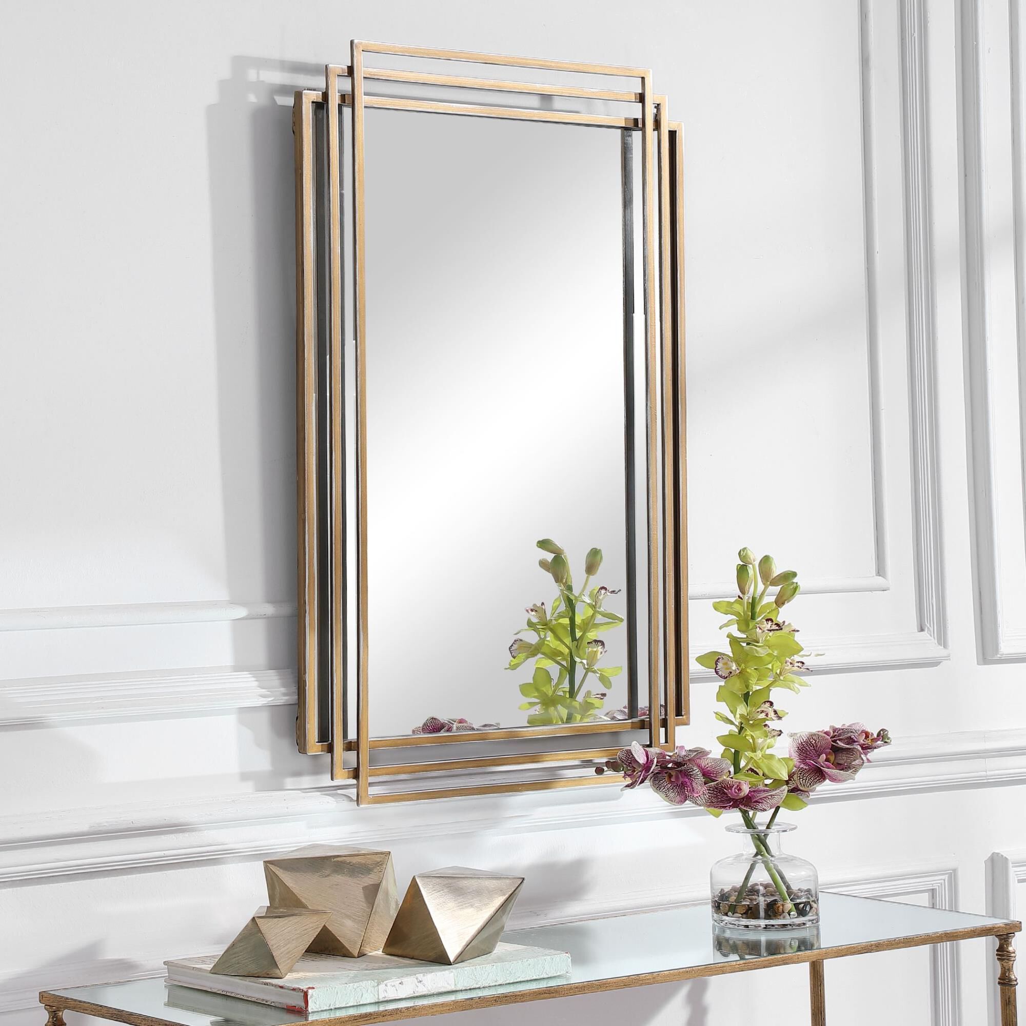 Uttermost Amherst Brushed Gold Mirror Decorative Mirrors | Capitol Within Brushed Gold Wall Mirrors (View 3 of 15)