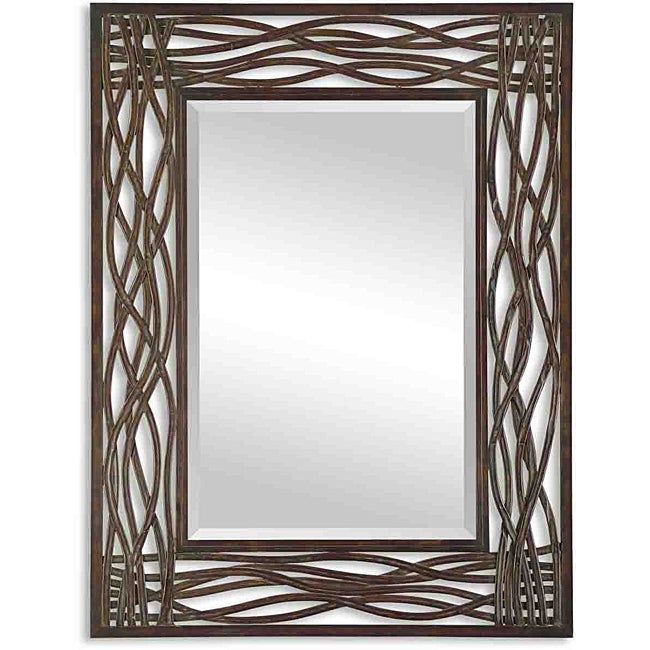 Uttermost Dorigrass Distressed Mocha Rustic Metal Framed Mirror – Free Regarding Brass Iron Framed Wall Mirrors (View 12 of 15)