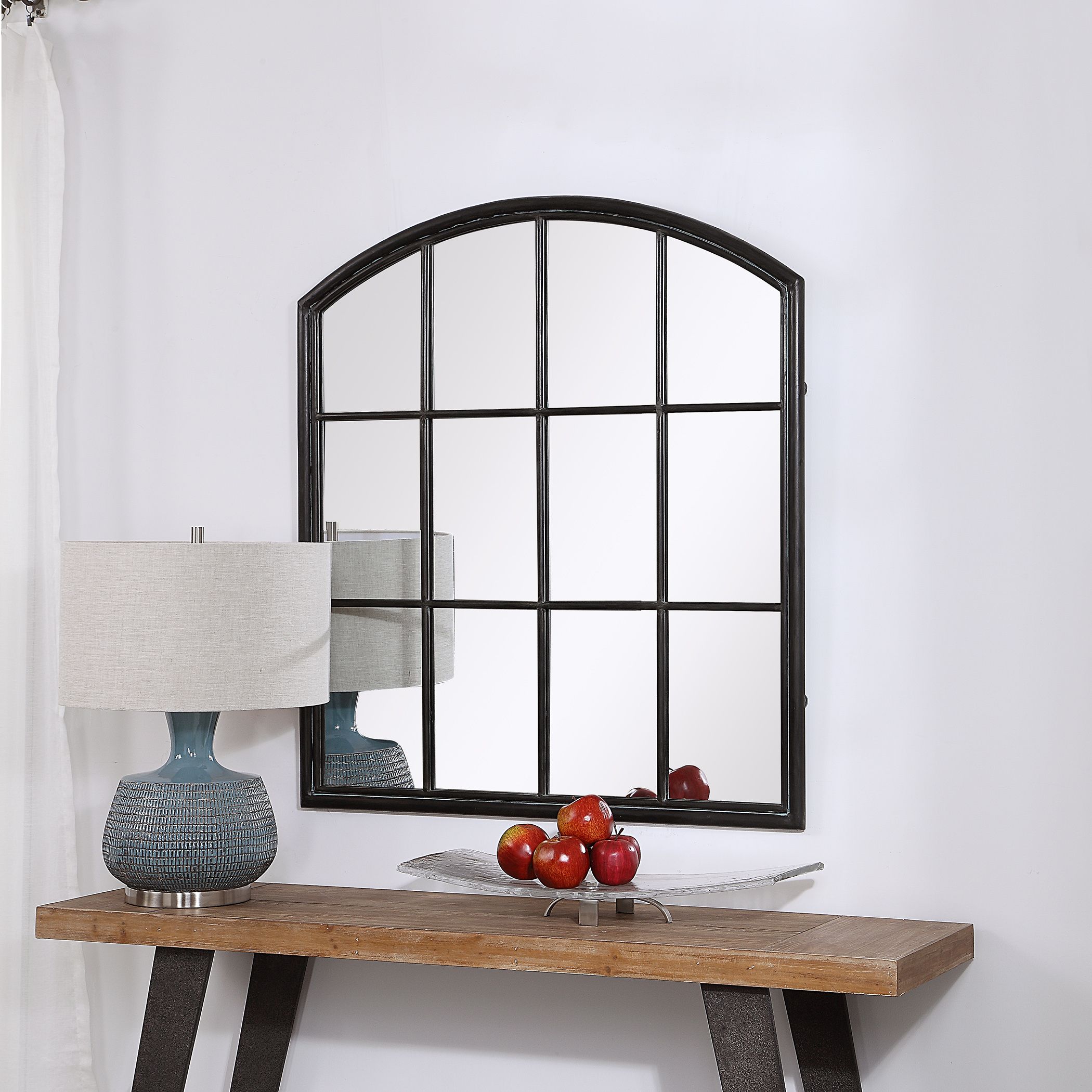 Uttermost Lyda Aged Black Arch Mirror In Black Metal Arch Wall Mirrors (View 8 of 15)