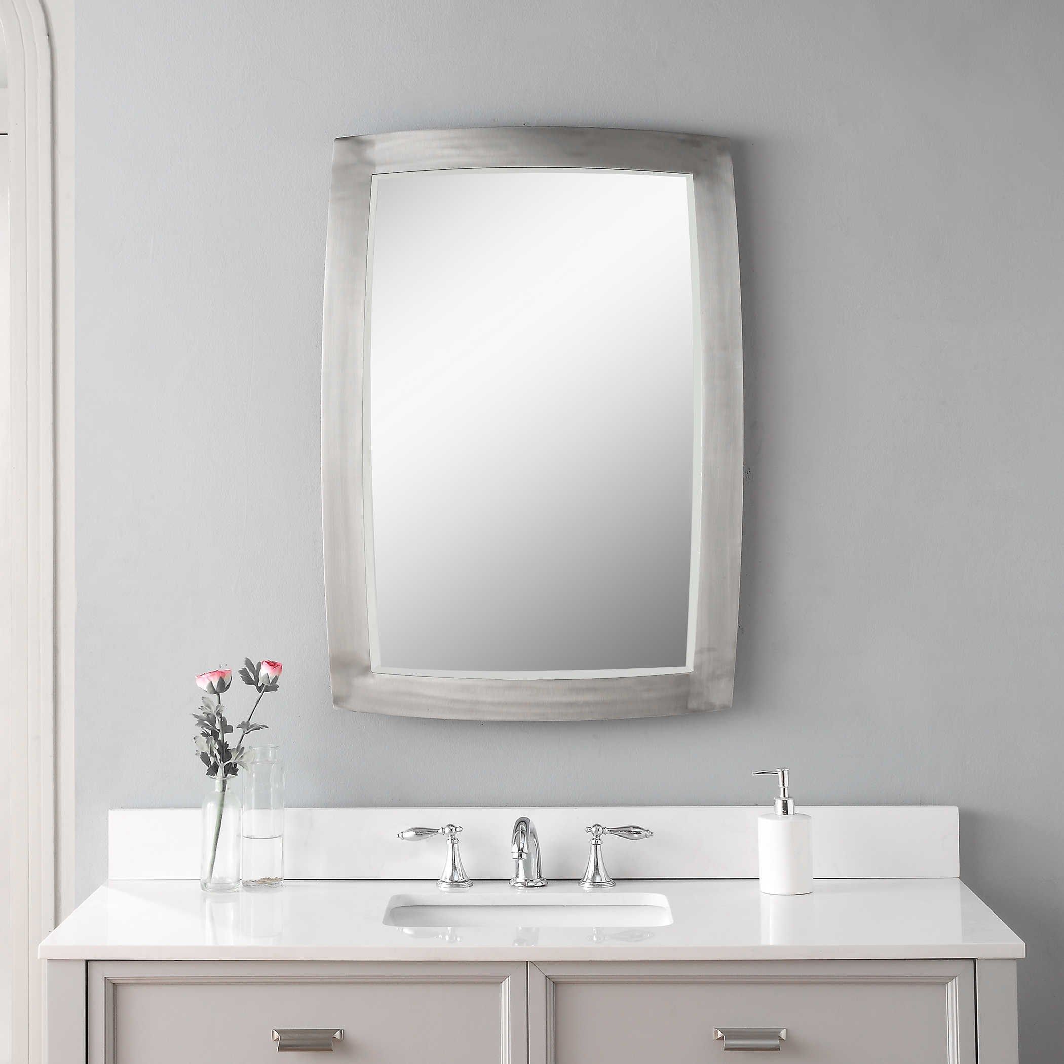 Uttermost Mirrors Haskill Brushed Nickel Mirror | Sheely'S Furniture Regarding Drake Brushed Steel Wall Mirrors (View 3 of 15)