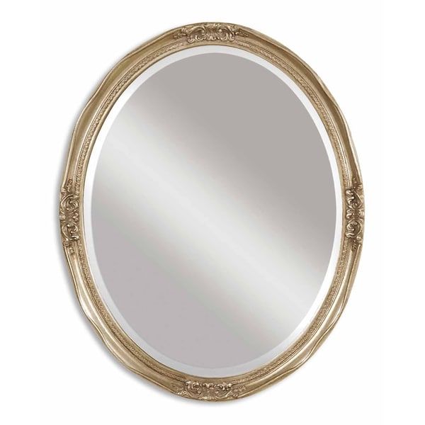 Uttermost Newport Antique Silver Leaf Framed Beveled Oval Mirror Pertaining To Antique Silver Oval Wall Mirrors (View 1 of 15)