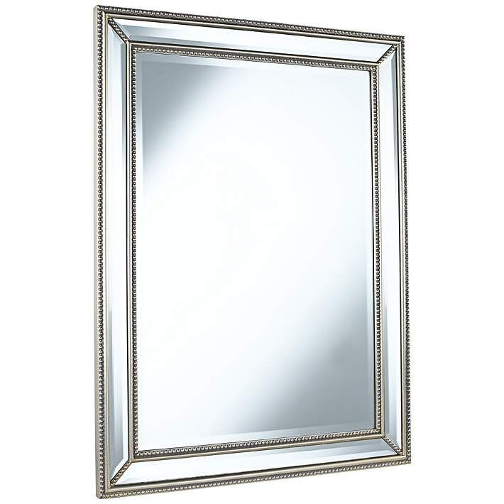 Uttermost Palais Silver 30" X 40" Beaded Wall Mirror – #6D394 | Lamps Pertaining To Silver Beaded Square Wall Mirrors (View 6 of 15)