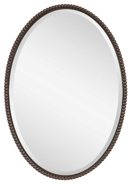 Uttermost Sherise Bronze Oval Mirror – Traditional – Bathroom Mirrors Within Bronze Beaded Oval Cut Mirrors (View 15 of 15)