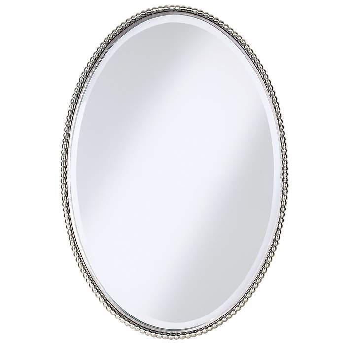 Uttermost Sherise Brushed Nickel 22" X 32" Oval Wall Mirror – #97306 For Brushed Nickel Wall Mirrors (View 14 of 15)