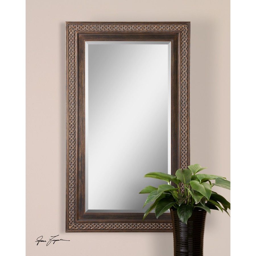 Uttermost Terenzo Mirror In Distressed Rustic Bronze – 14209 | Mirror Intended For Distressed Dark Bronze Wall Mirrors (View 7 of 15)