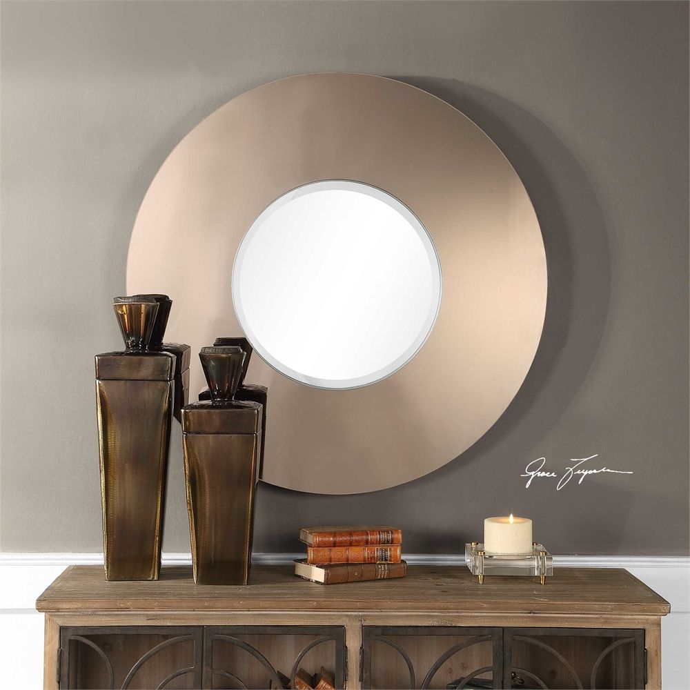 Uttermost Zvon Smokey Bronze Mirror | Bronze Mirror, Round Wall Mirror Intended For Round Edge Wall Mirrors (View 11 of 15)