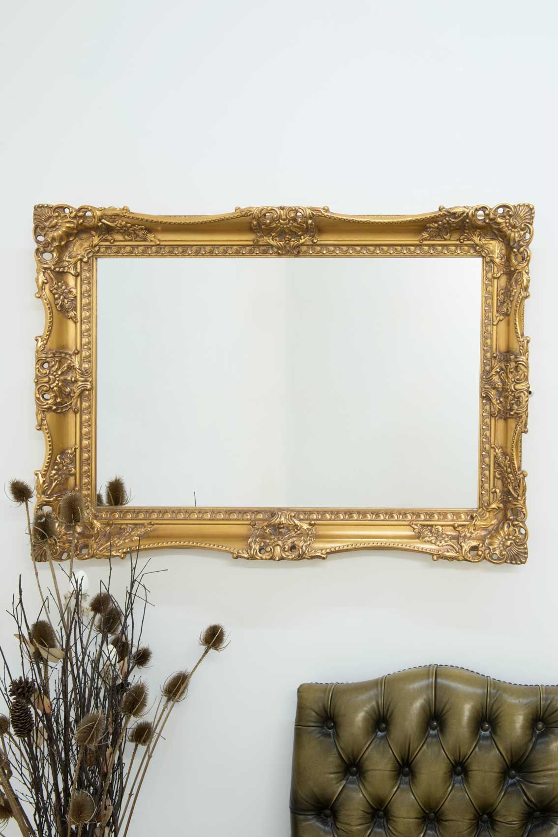 V Large Gold Ornate Vintage Rectangle Wall Mirror 3Ft1 X 2Ft3 94Cm X In Square Oversized Wall Mirrors (View 9 of 15)