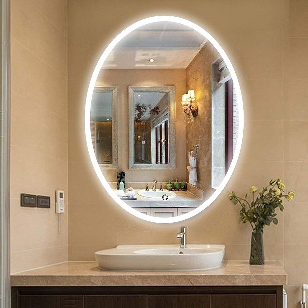 Vanity Art 24 Inch Oval Led Lighted Illuminated Frameless Bathroom Intended For Back Lit Oval Led Wall Mirrors (View 4 of 15)